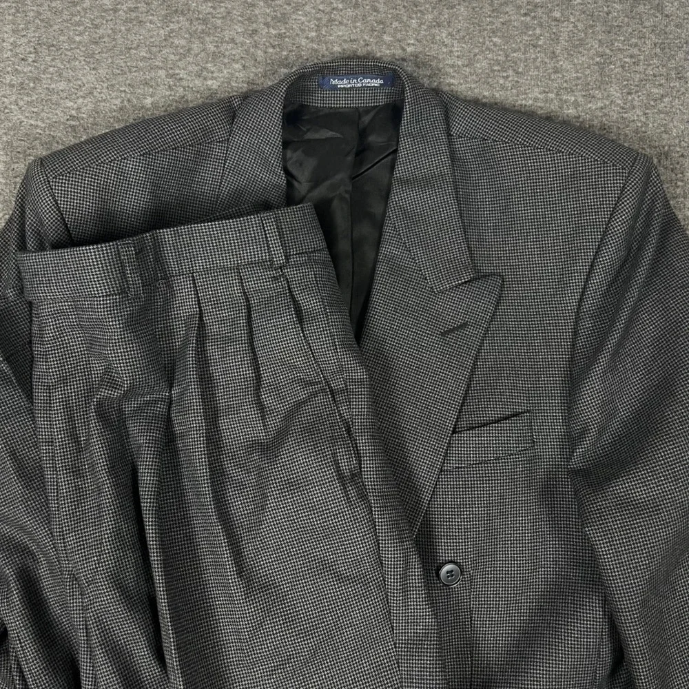 Vintage Boyds Philadelphia 1818 2-Piece Suit Men 44L Grey Virgin Wool Pant 36x33
